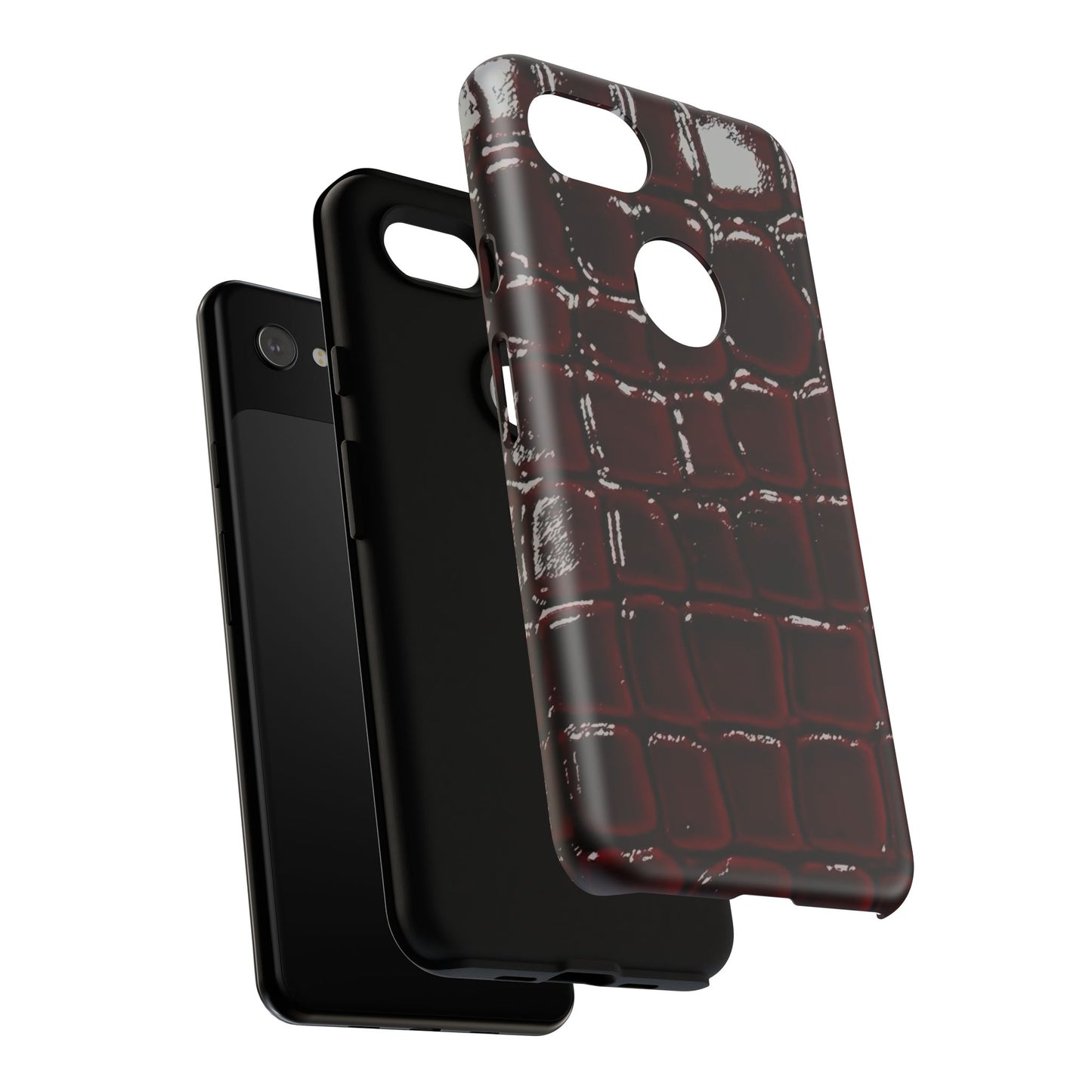 Croc Embossed Burgundy Tough Phone Case