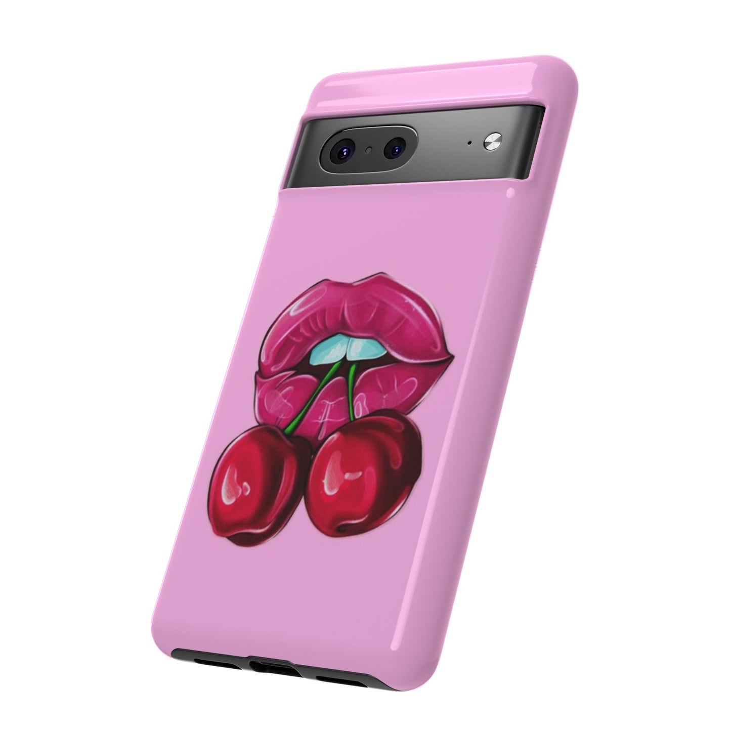 Stylish Phone Case with Cherry Kiss Design, Cute Gift for Her, Trendy Mobile Accessory, Perfect for Birthdays, Valentine's Day, Everyday Use