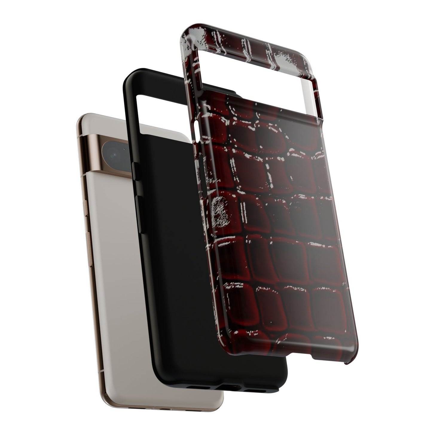 Croc Embossed Burgundy Tough Phone Case