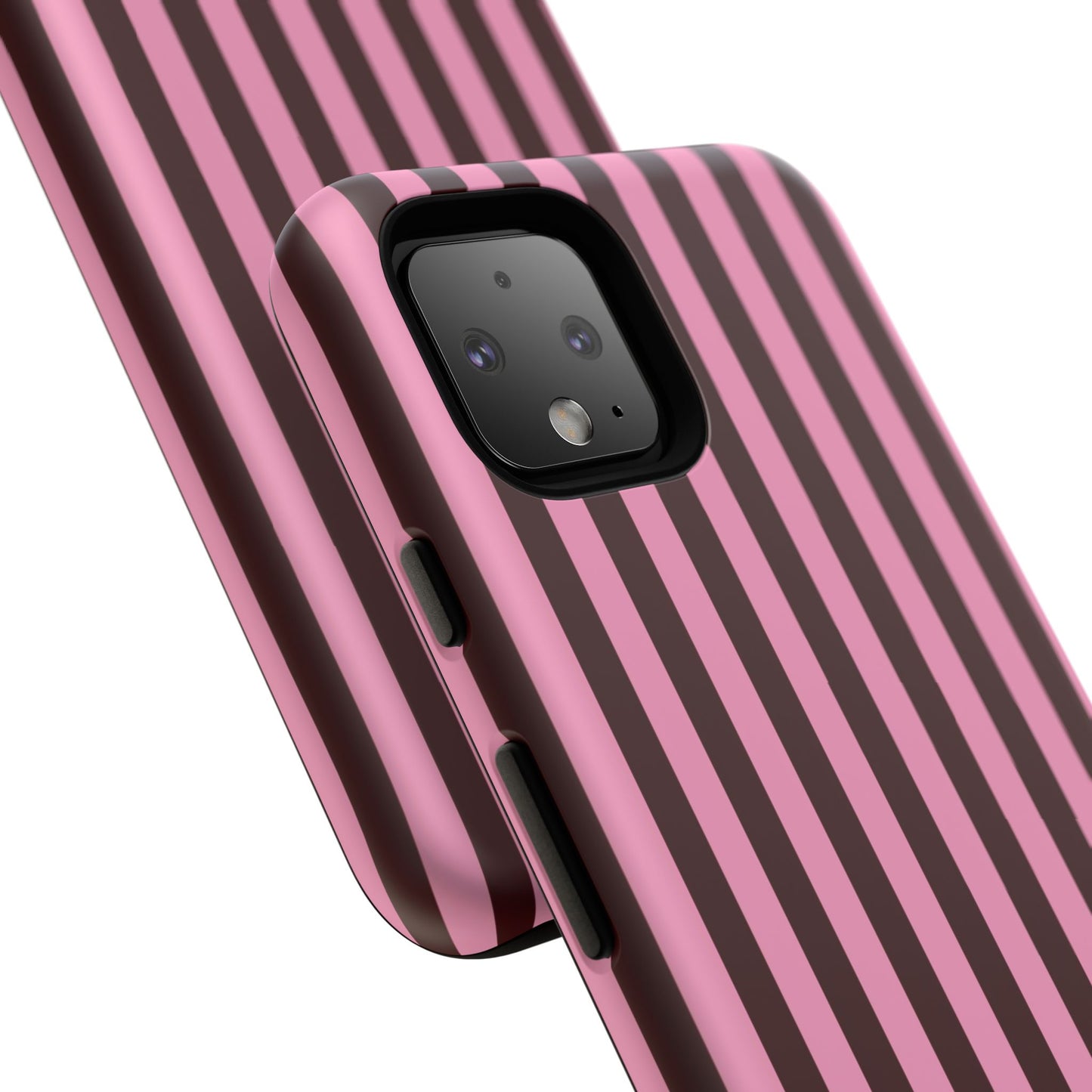 Striped Pink & Burgundy Tough Phone Case — Durable Vertical Stripe Protection
