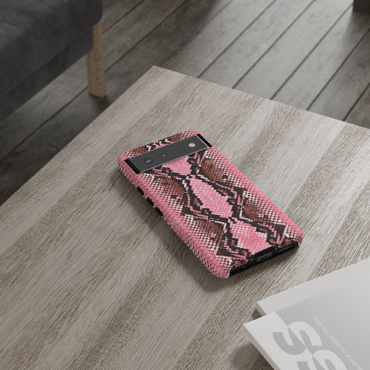 Pink Snake Skin Tough Phone Case — Protective Stylish iPhone Cover