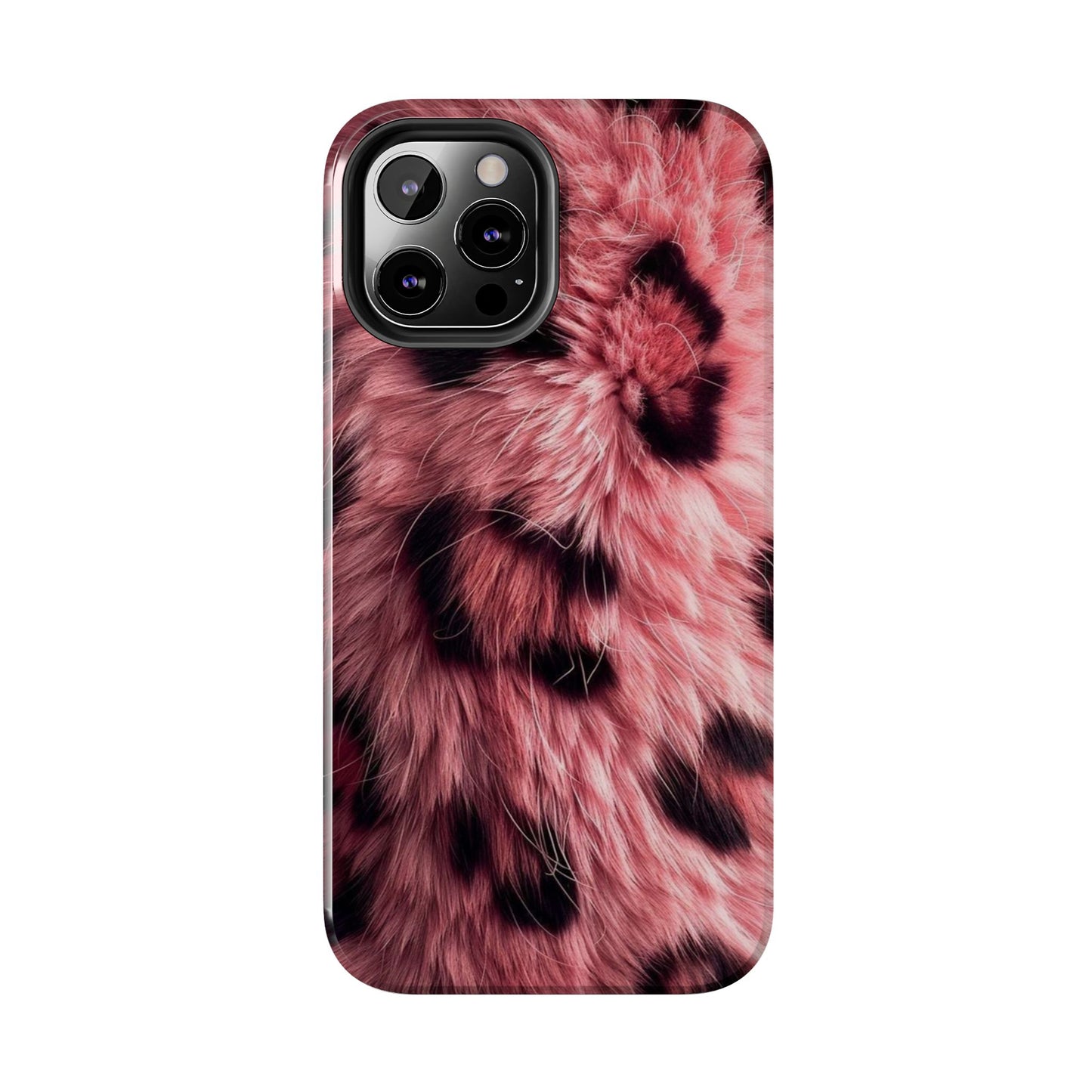 Faux Fur Tough Phone Case - Pink Leopard Print