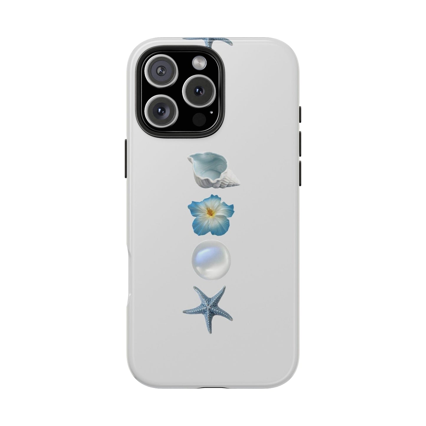 Ocean-Inspired Tough Phone Cases - Coastal Design with Shells and Pearls