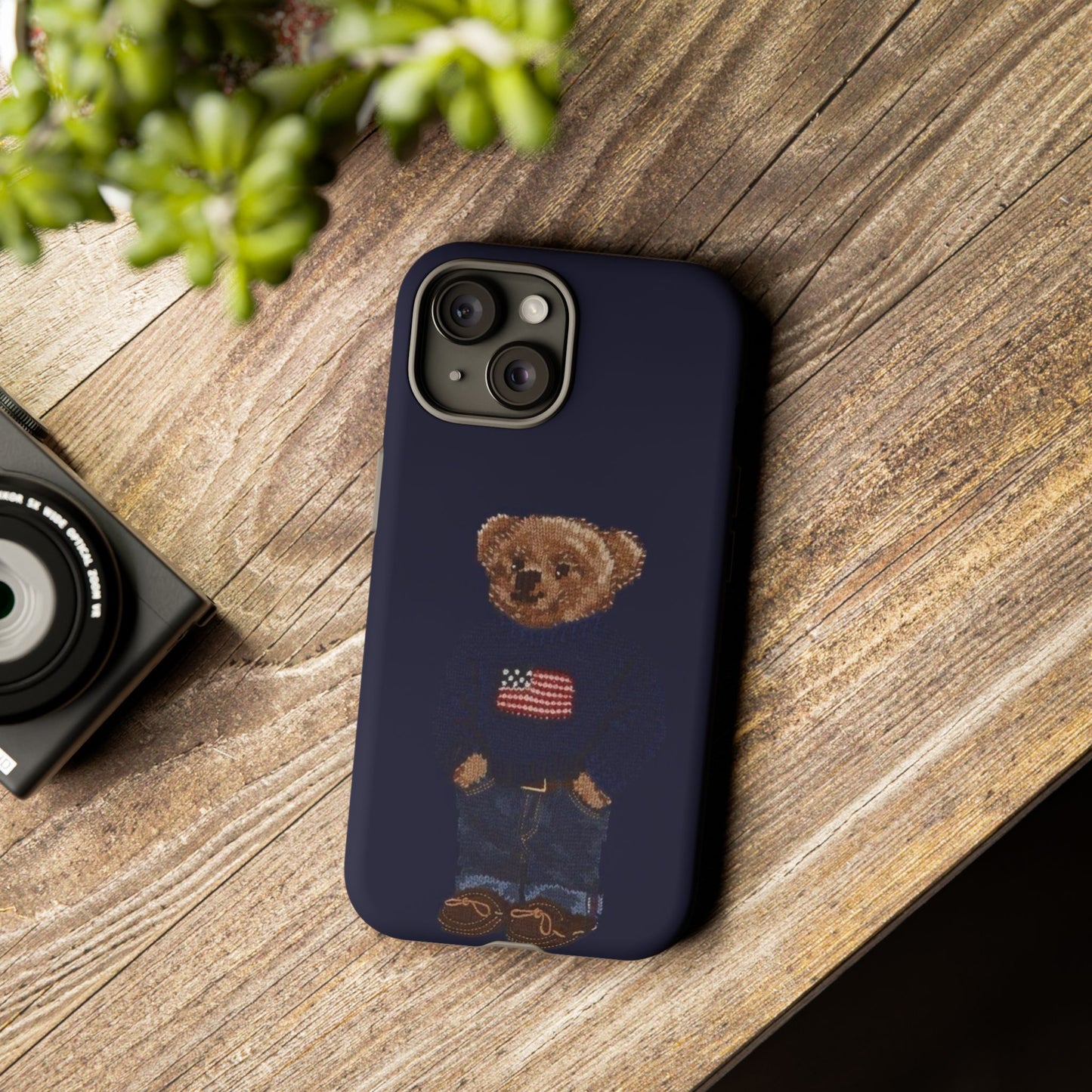 Patriotic Polo Bear Phone Case — Navy Protective Tough Case