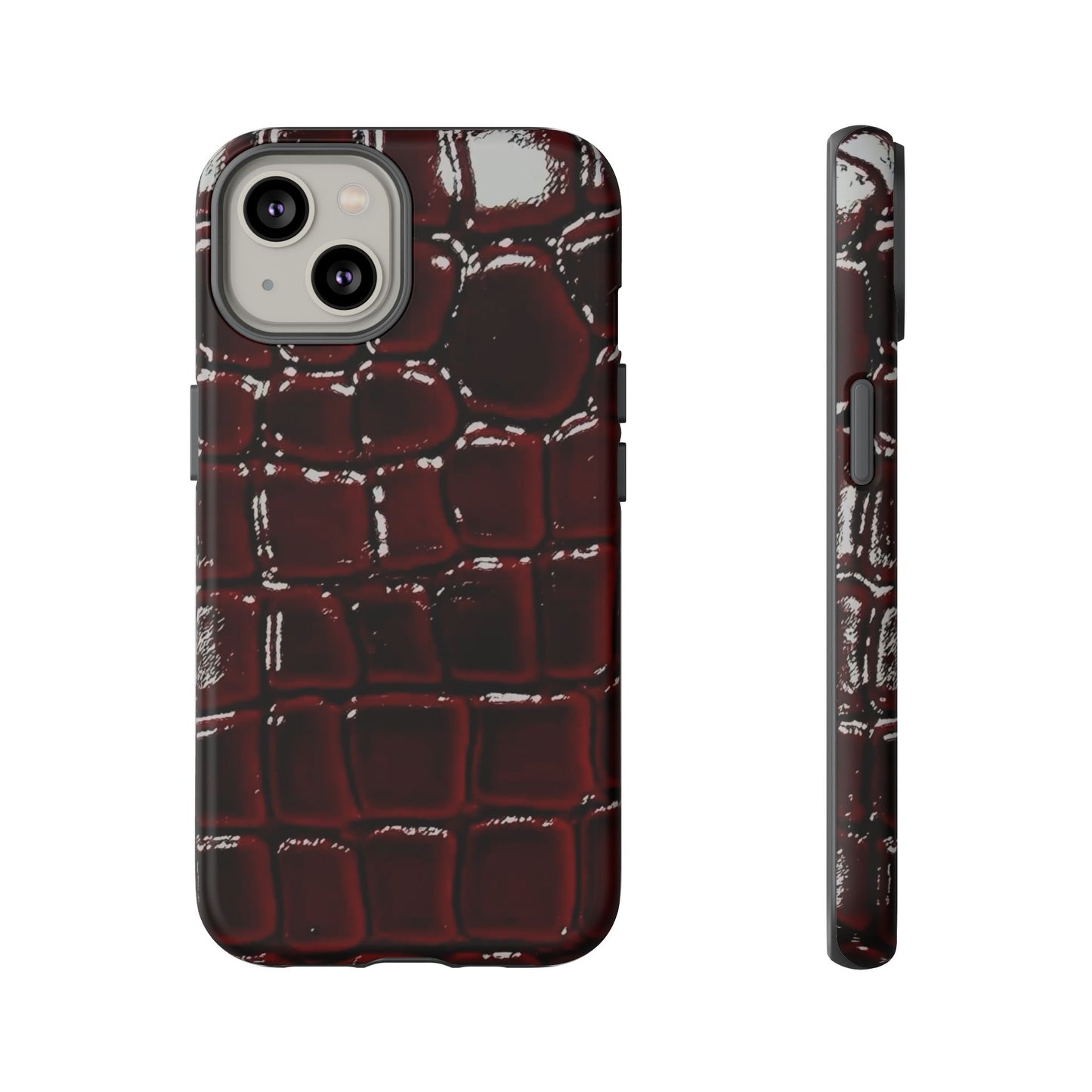 Croc Embossed Burgundy Tough Phone Case