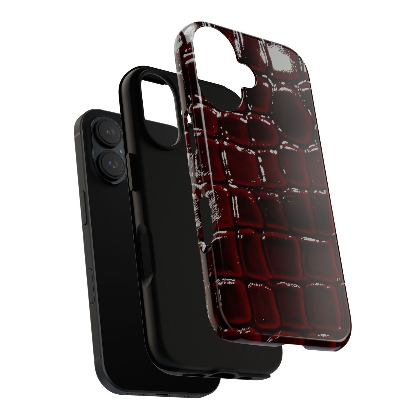 Croc Embossed Burgundy Tough Phone Case