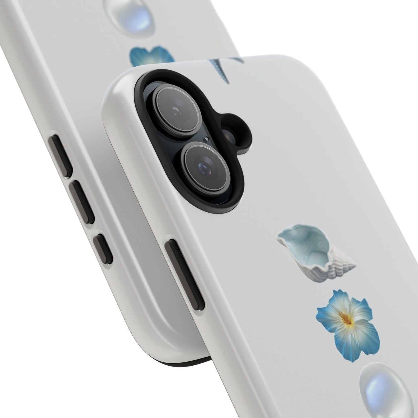 Ocean-Inspired Tough Phone Cases - Coastal Design with Shells and Pearls