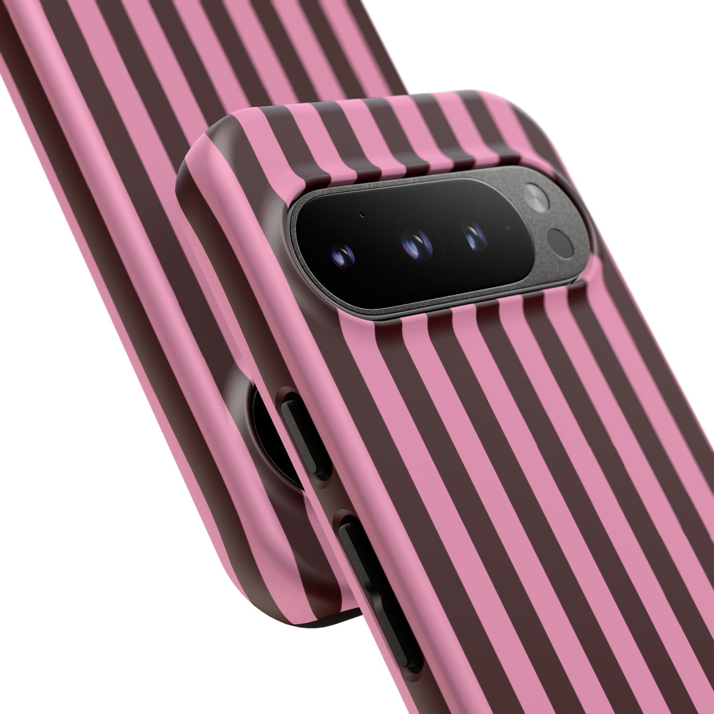 Striped Pink & Burgundy Tough Phone Case — Durable Vertical Stripe Protection