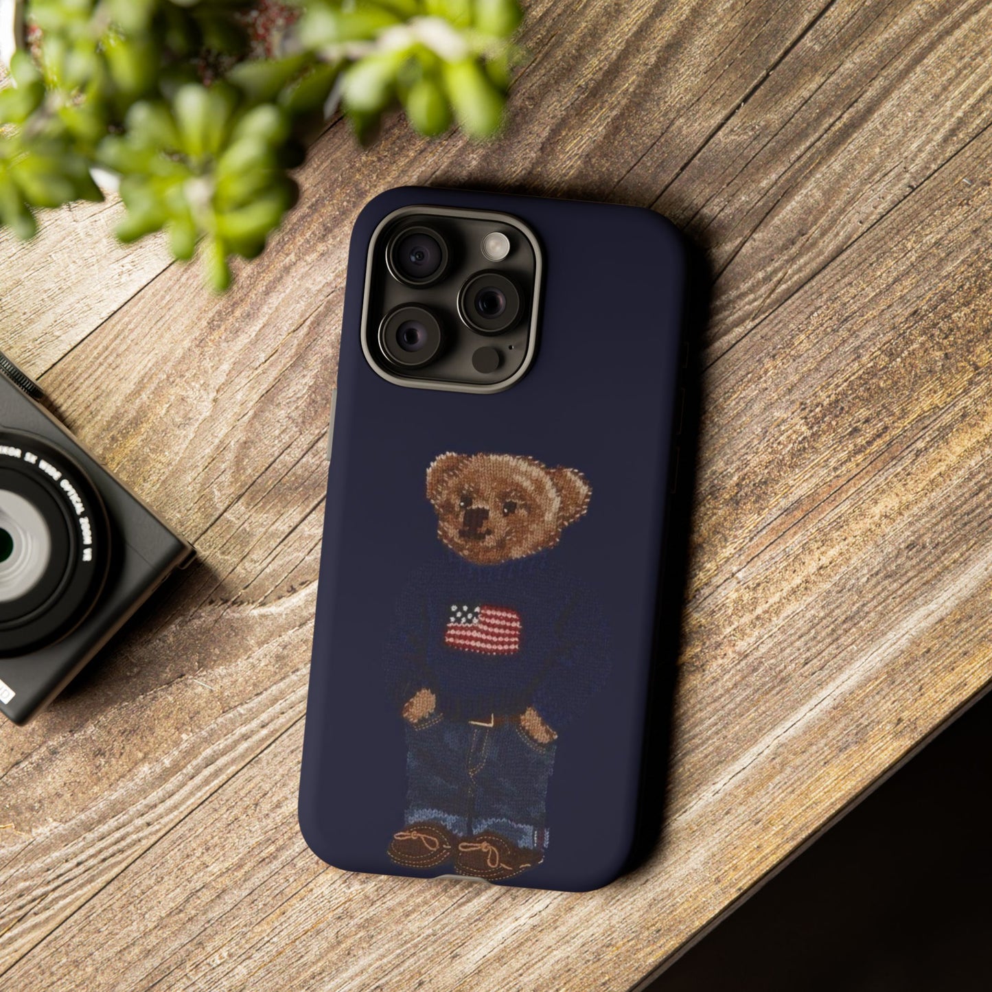 Patriotic Polo Bear Phone Case — Navy Protective Tough Case