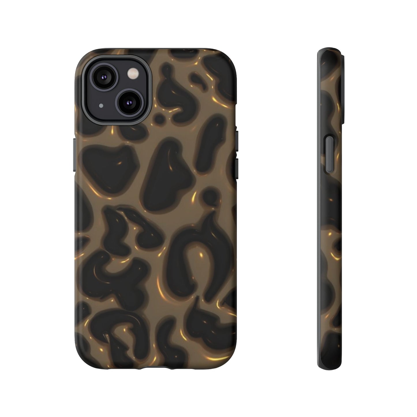 Leopard Gloss Tough Phone Case — Durable Protective iPhone Cover with Glossy Brown Animal Print