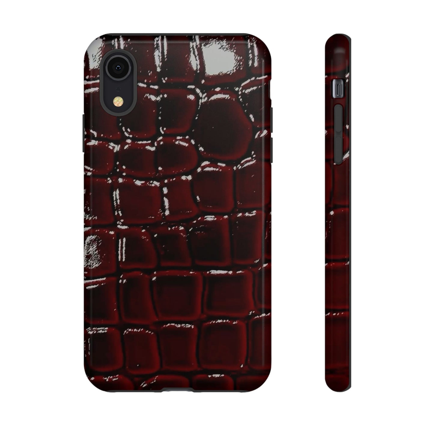 Croc Embossed Burgundy Tough Phone Case