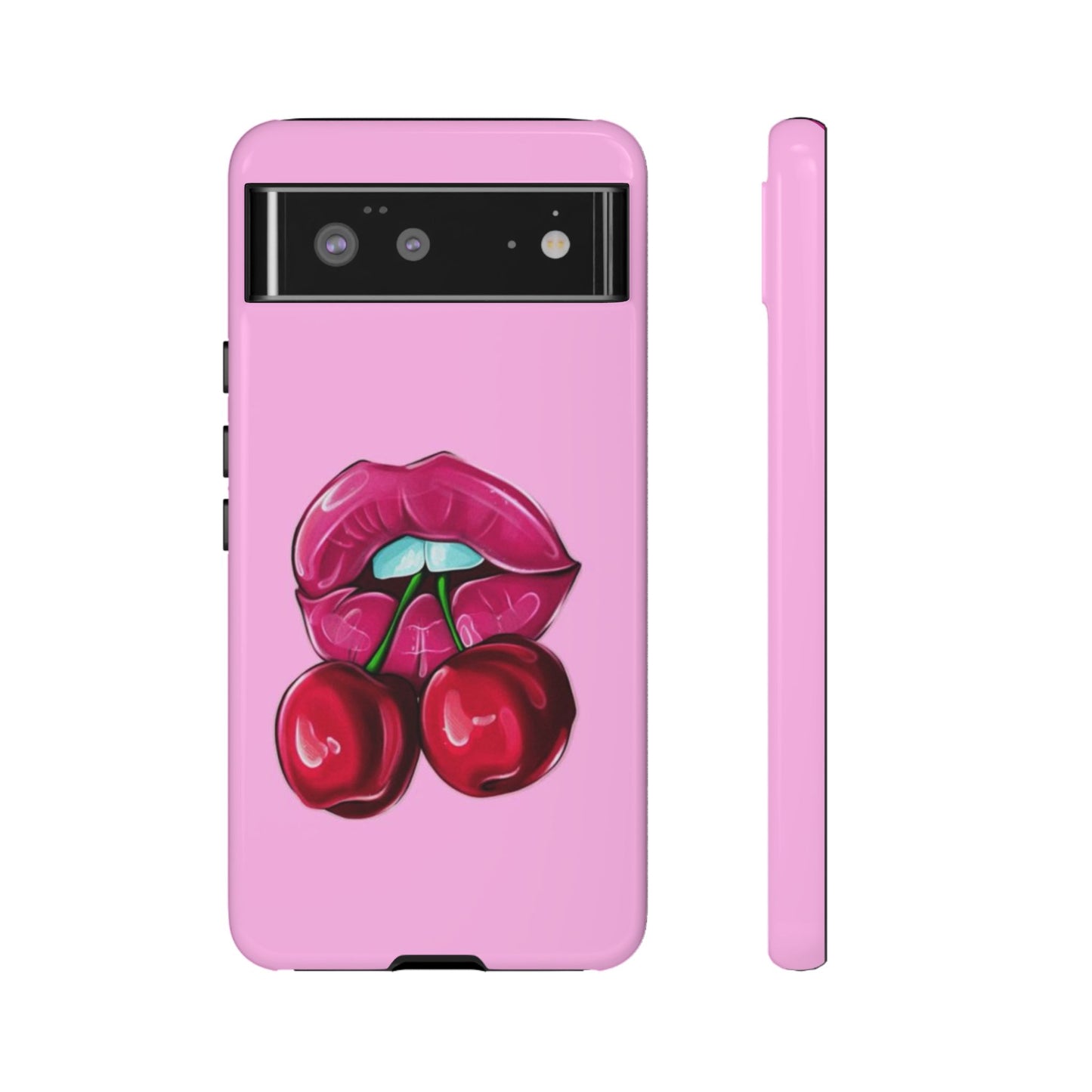 Stylish Phone Case with Cherry Kiss Design, Cute Gift for Her, Trendy Mobile Accessory, Perfect for Birthdays, Valentine's Day, Everyday Use