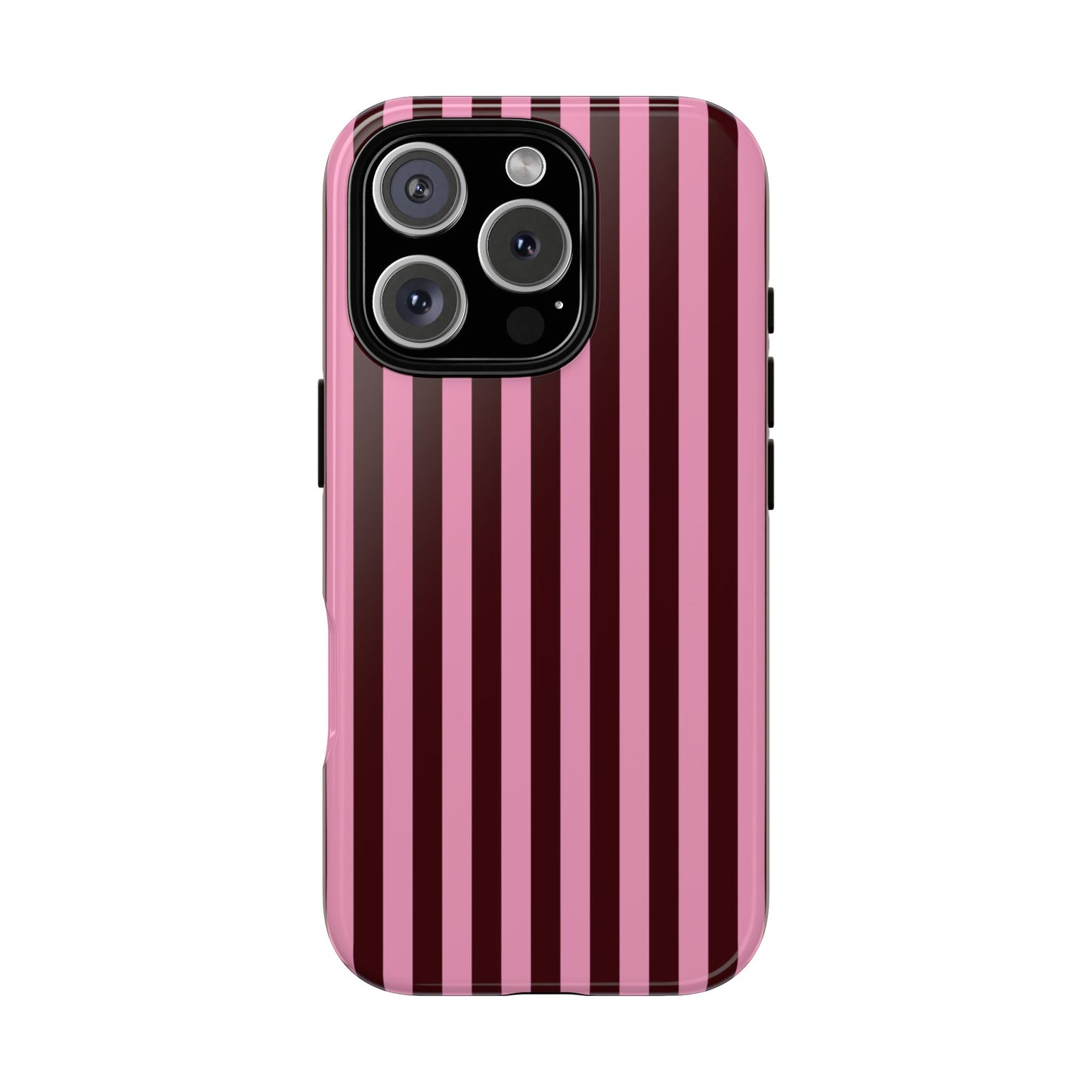 Striped Pink & Burgundy Tough Phone Case — Durable Vertical Stripe Protection