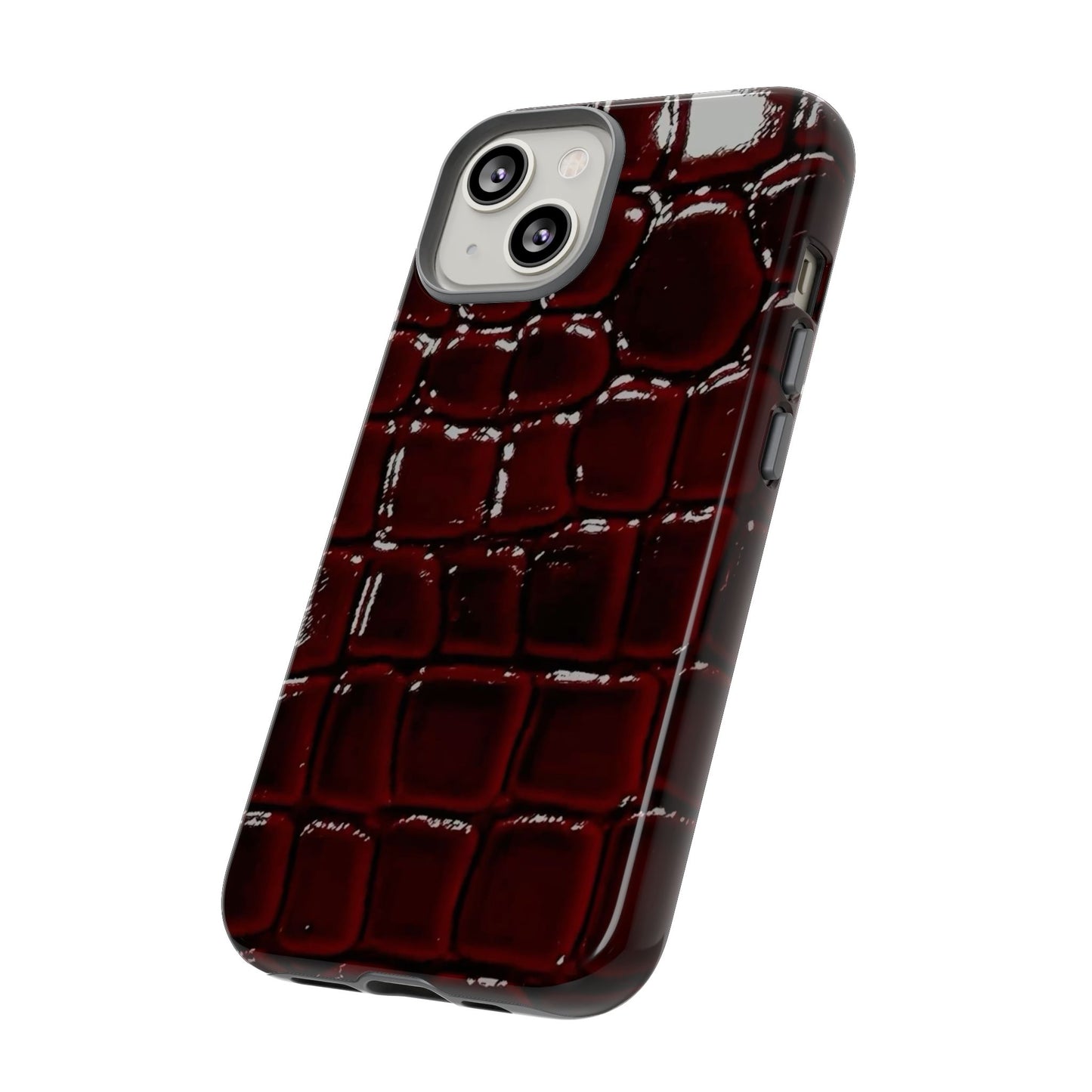 Croc Embossed Burgundy Tough Phone Case