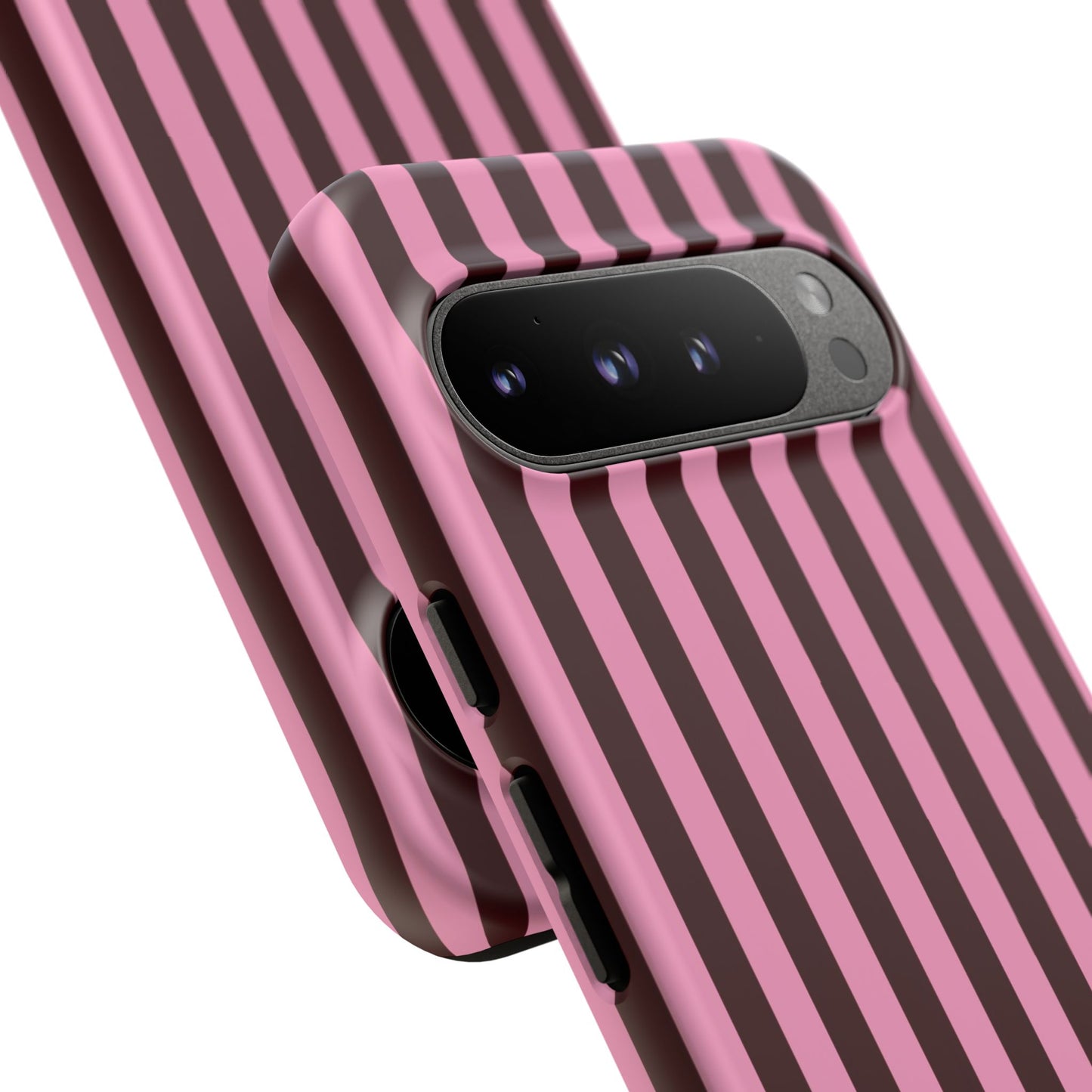 Striped Pink & Burgundy Tough Phone Case — Durable Vertical Stripe Protection