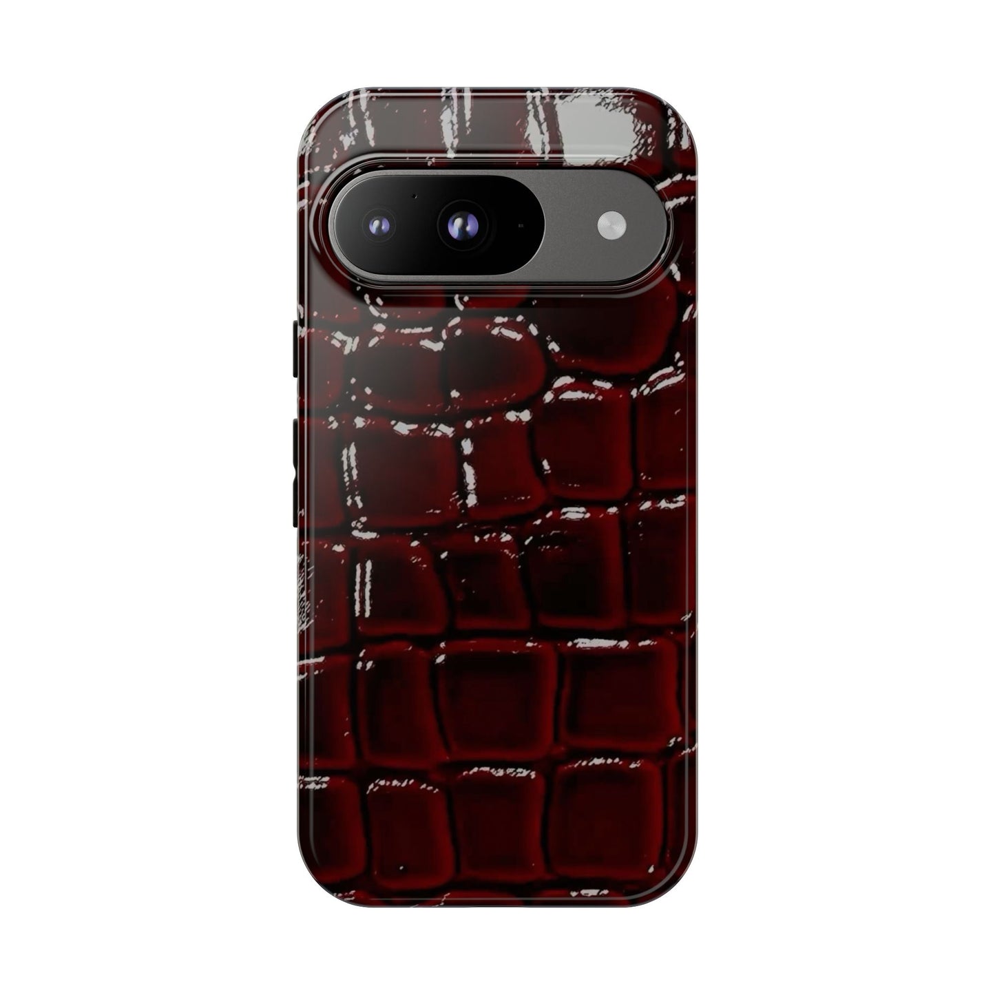 Croc Embossed Burgundy Tough Phone Case