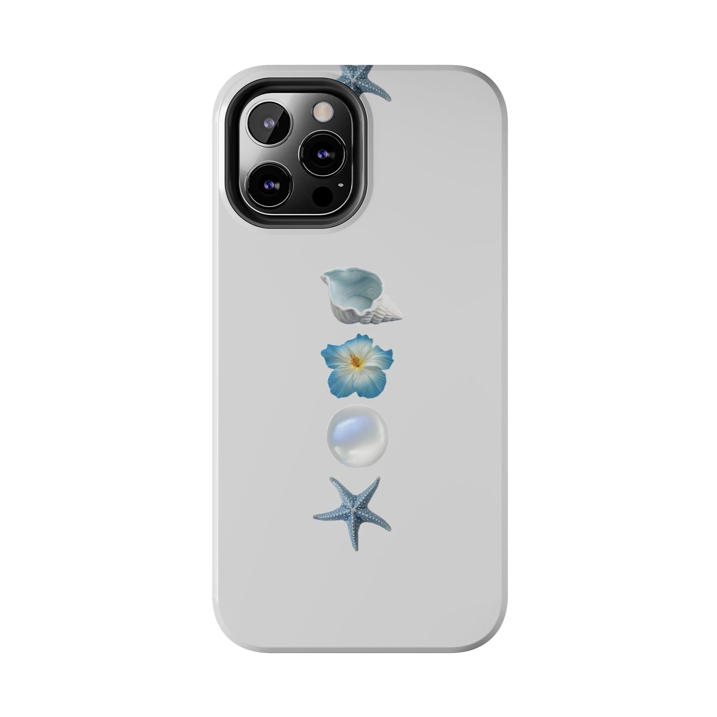 Ocean-Inspired Tough Phone Cases - Coastal Design with Shells and Pearls