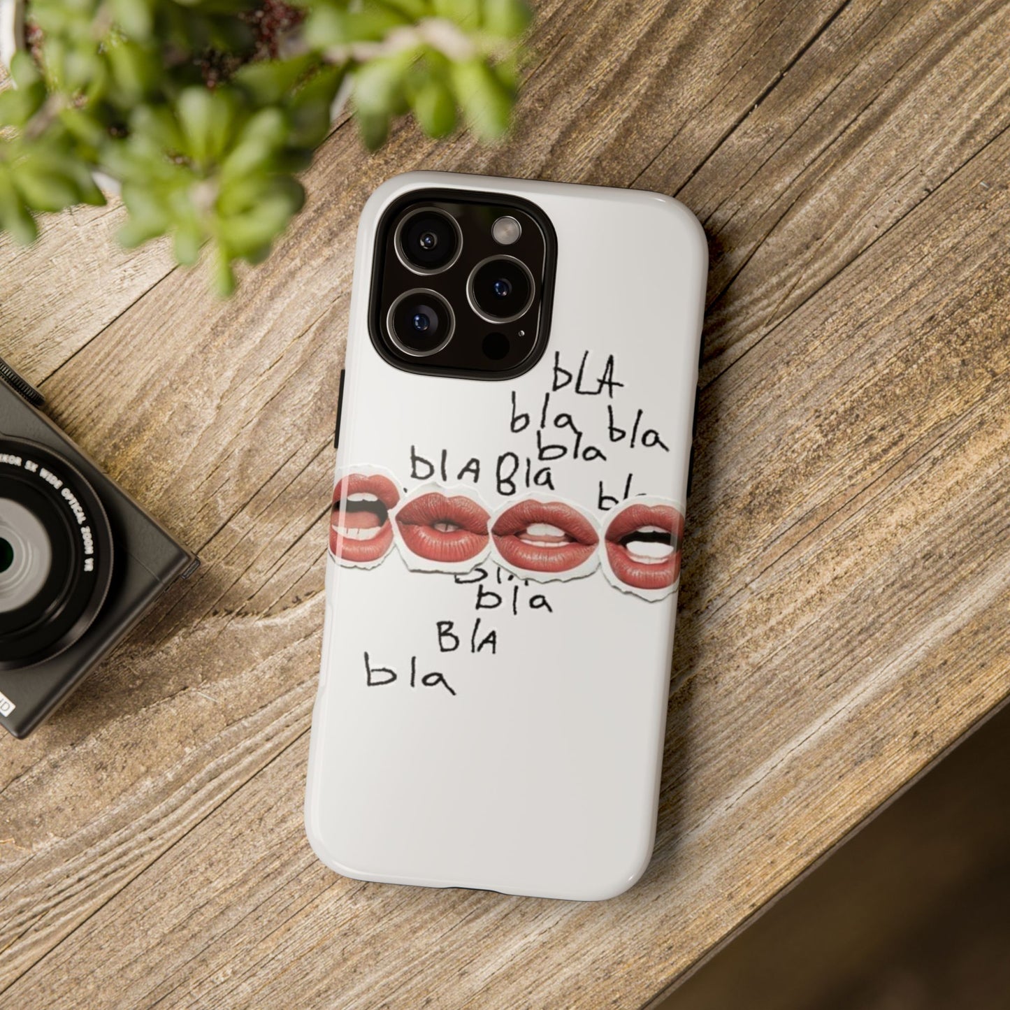 Playful Phone Case with Lips Design - Tough Cases