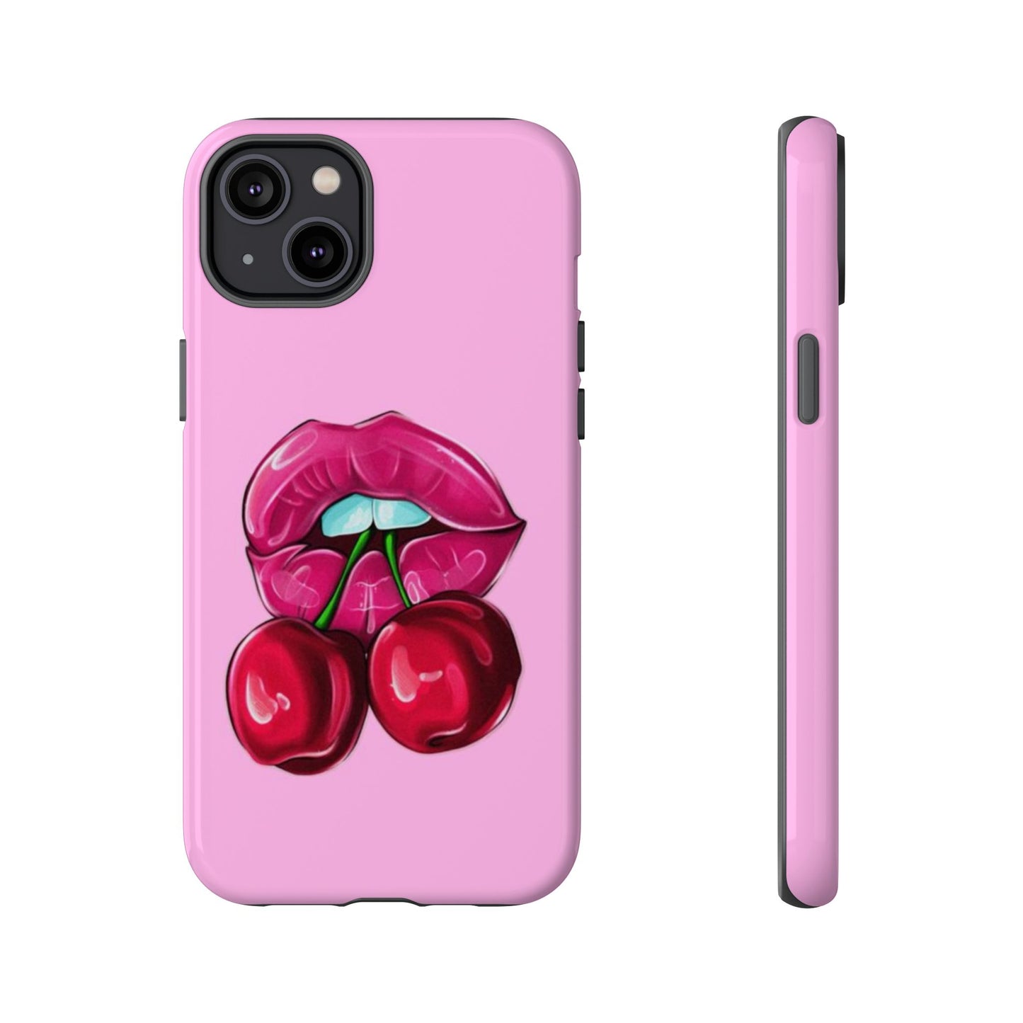 Stylish Phone Case with Cherry Kiss Design, Cute Gift for Her, Trendy Mobile Accessory, Perfect for Birthdays, Valentine's Day, Everyday Use
