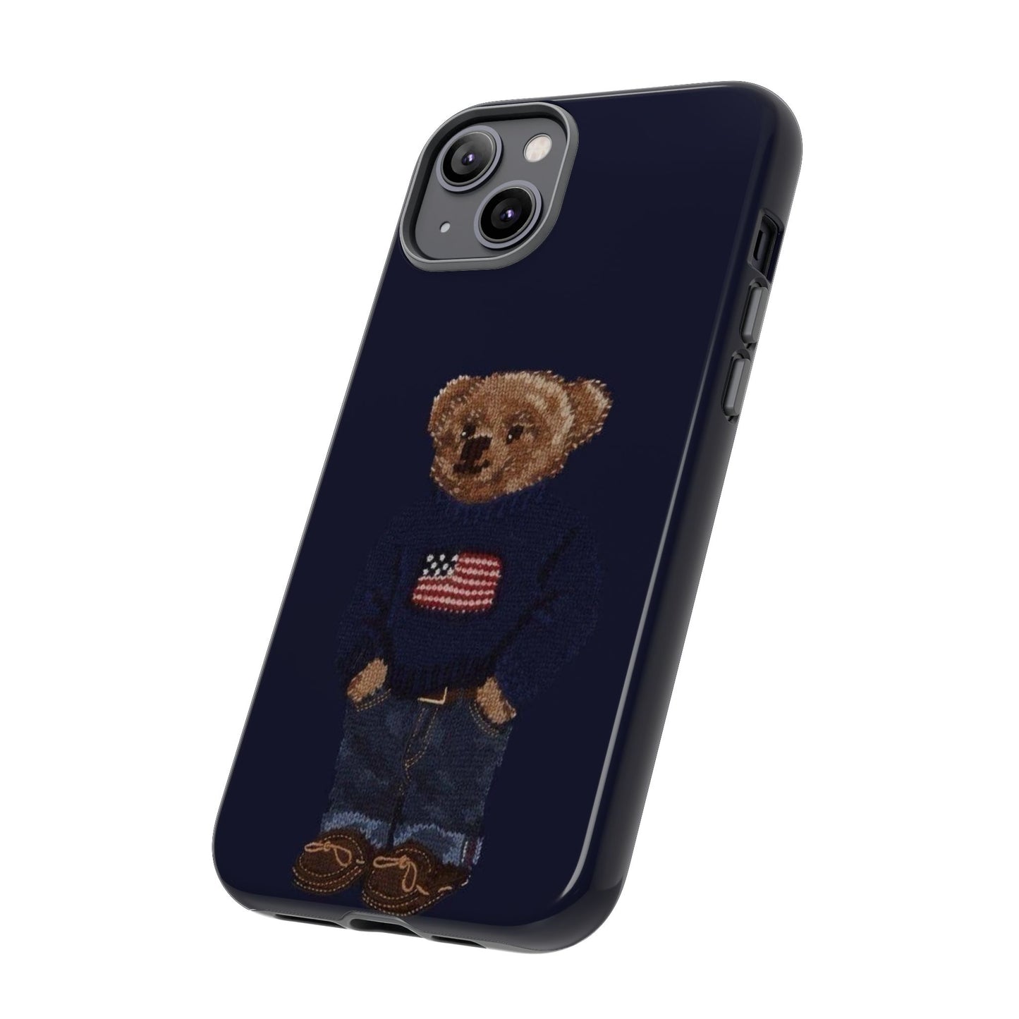 Patriotic Polo Bear Phone Case — Navy Protective Tough Case