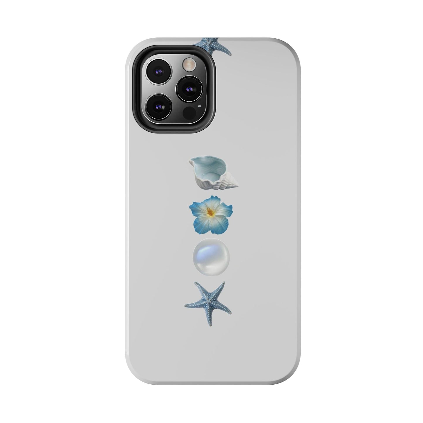 Ocean-Inspired Tough Phone Cases - Coastal Design with Shells and Pearls